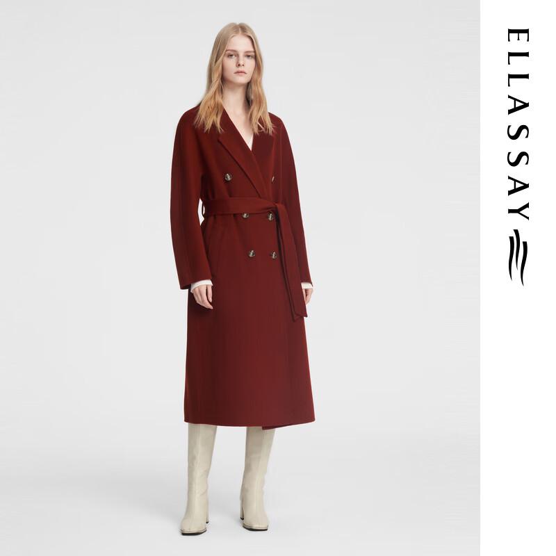 ELLASSAY Women's Merino Wool Double-breasted Lapel Coat EWB354D00300
