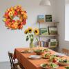 Yousheng 18 Inch Fall Wreath for Front Door Autumn Maple Leaf Wreath with Artificial Pumpkin Berries for Farmhouse Thanksgiving Halloween Harvest