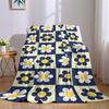 Checkerboard Flower Pattern Flannel Blanket Warm Soft Halloween Christmas Couch Warm Cozy Decorative Decor Gift For All Season