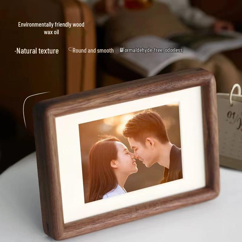 3D Decorative Solid Wood Photo Frame with Mortise and Tenon Structure, Perfect for Desktop Display and Commemorative Couple Photos