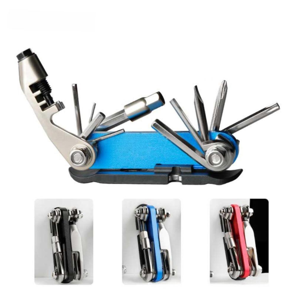 Kit d'outils de réparation de vélo 14 en 1 Coupe-chaîne Acier allié Outils d'entretien de vélo Clé plate Tournevis cruciforme