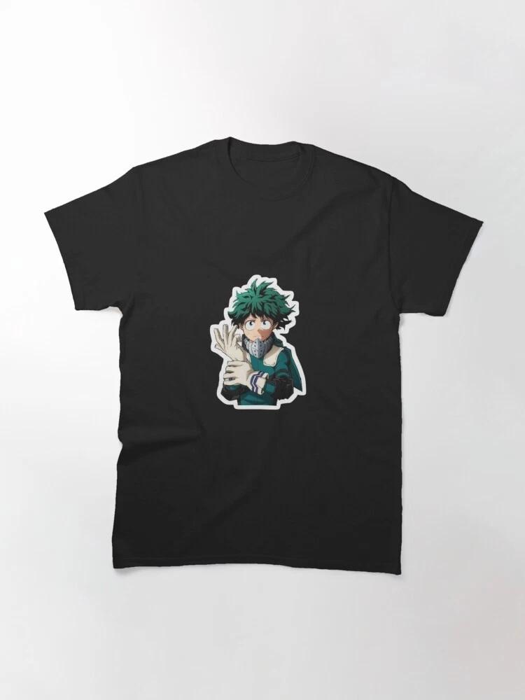Anime My Hero Academia GreenHaired Hero Pose Black Tshirt Size S4XL S