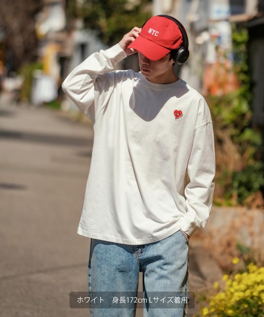 [IMPROVES] [SIDEWAYSTANCE] Embroidered Heart Long Sleeve T-Shirt