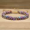 Purple Imperial Jasper Beaded Bracelet – Silver Accent Woven Boho Jewelry, Adjustable Colorful Healing Gift for Women