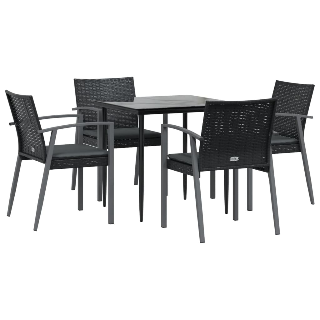 Vidaxl 5-Cz. Gartenmöbel-Set mit Kissen, Polyrattan und Stahl