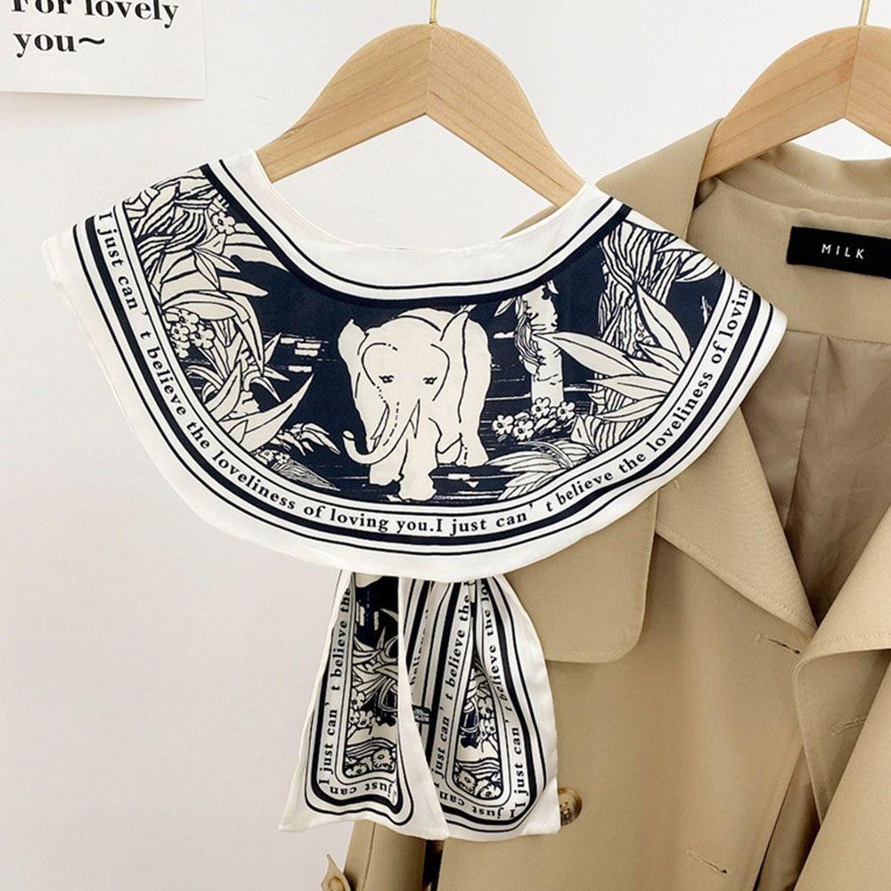 Cloak Oil Painting Shawl with Tie Breathable Multicolor Sle Silk Scarf Short Fake Collar Decorative Air Conditioned Room