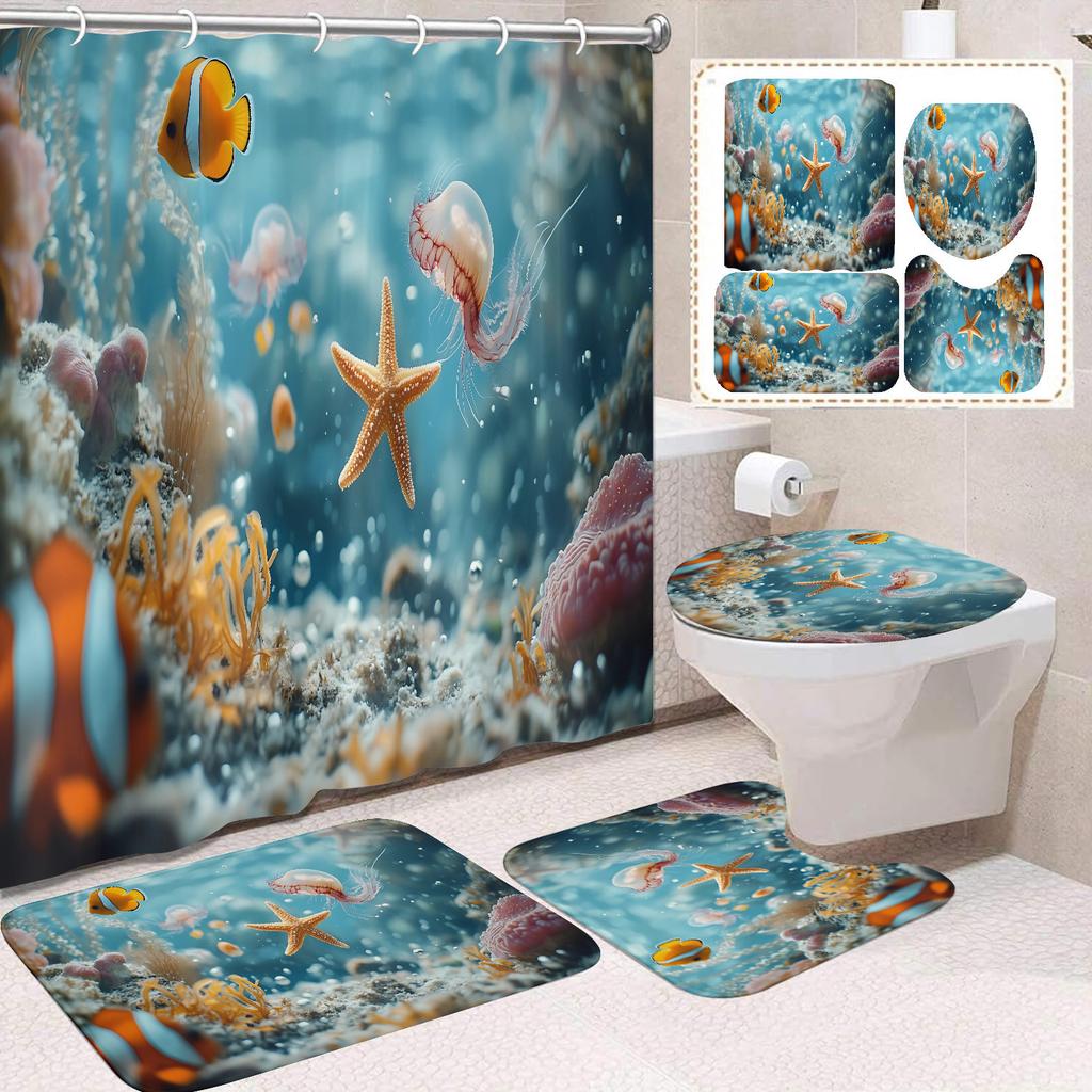 31Style 4Pcs Funny Shower Curtains Bathroom Curtain With Hooks Decor Waterproof Cat Dog 3d Bath 180*180cm Creative Personality Shower Curtain