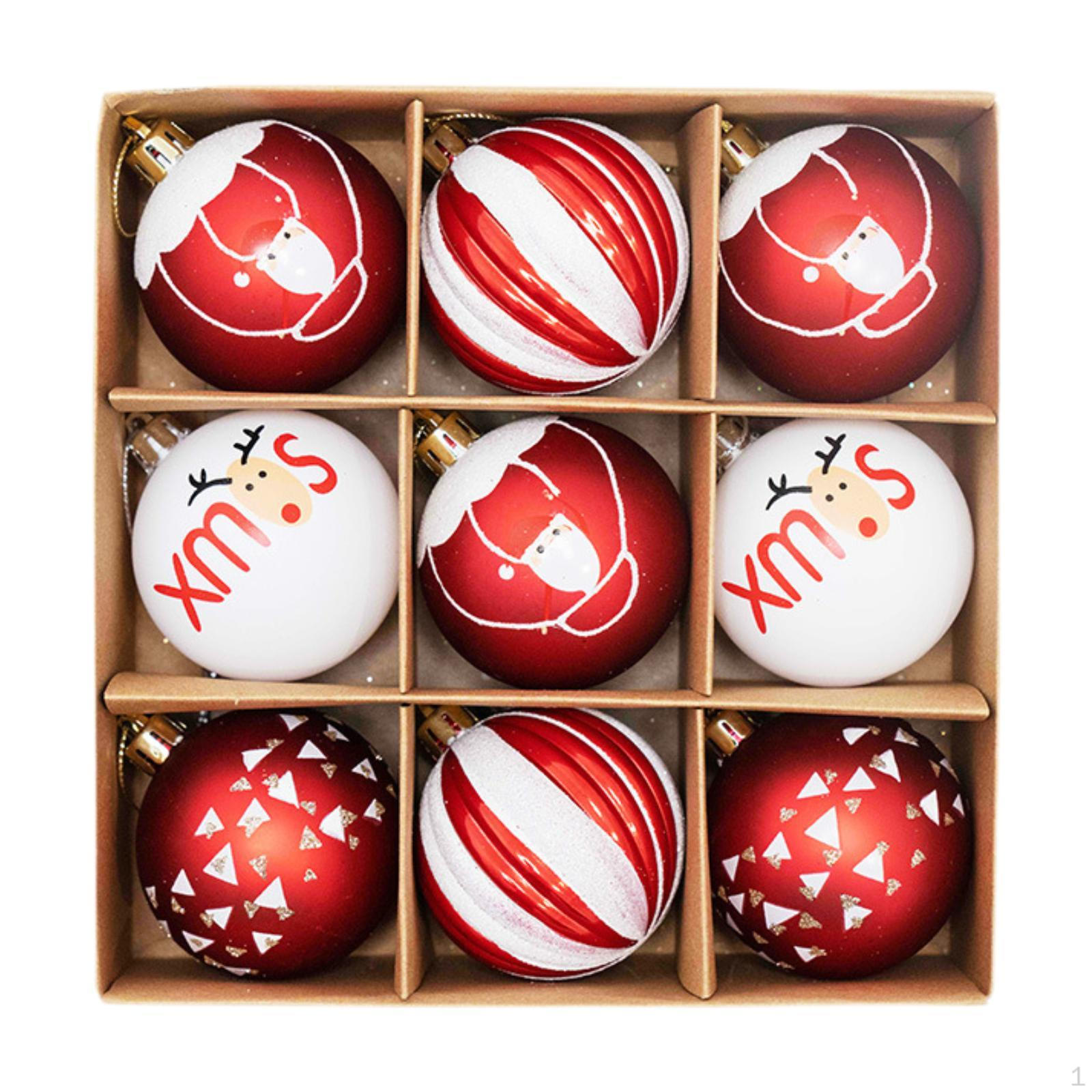 

Набор из 9 шаров для рождественской елки 2,3 дюйма для праздничного украшения Style B