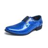 Fashion New Gentleman Black Gold Blue Loafter For Men Rivet Pointed Glossy Patent Leather Shoes Casual Formal Wedding Dress Footwear