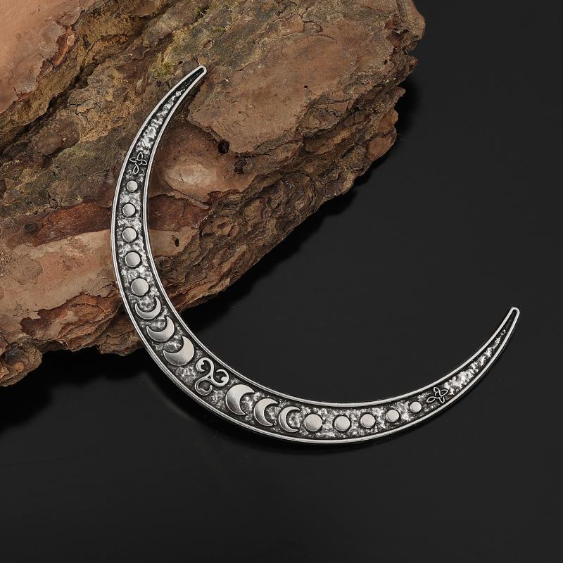 

Vintage Crescent Moon Hair Stick Curved Bun Pin Nordic Mythology Party Accessory For Women Elegant Updo Decor срібний