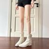 White Thick-soled Wedge Elastic Thin Boots Women's Autumn and Winter New Retro Versatile Short Boots Martin Boots