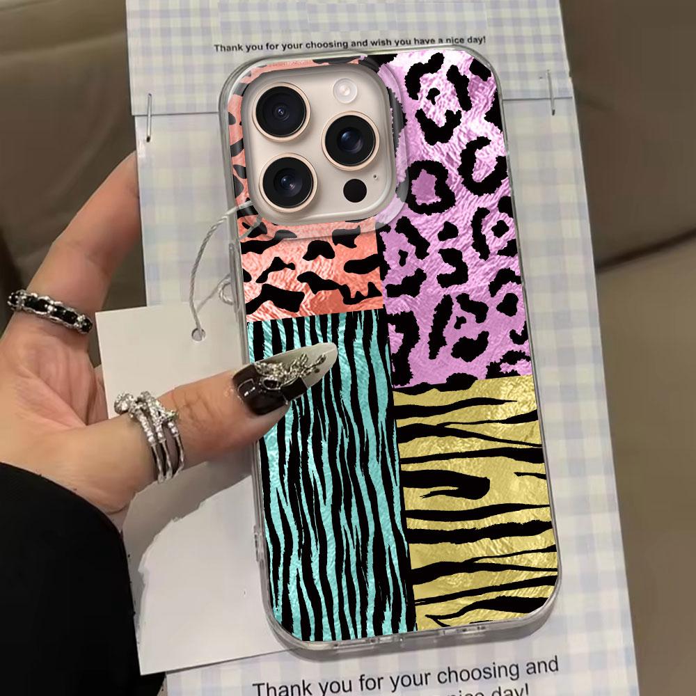 Splicing Purple Leopard Print Girl Women Phone Case for iphone 16 15 14 7 8 Plus 13 11 12 Pro Max X XS XR SE 2022 2020 16e Cover