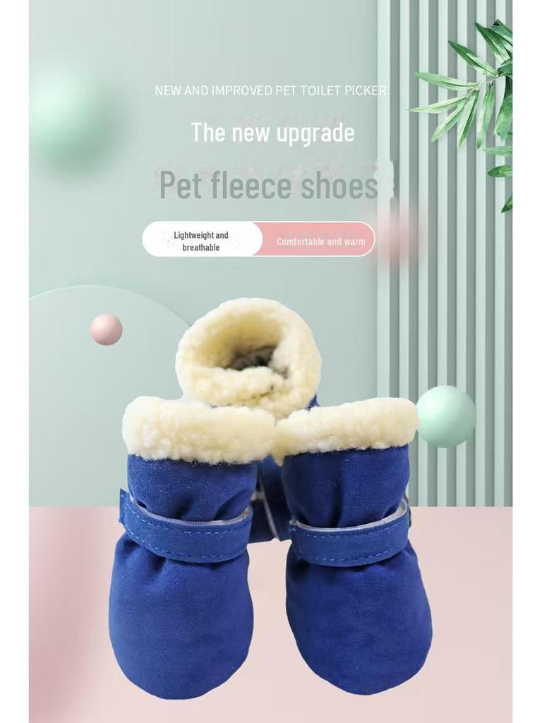 Velvet Snow Boots for Small Dogs: Soft Sole Pet Shoes for Teddy, Pomeranian, Poodle, Bichon Frise