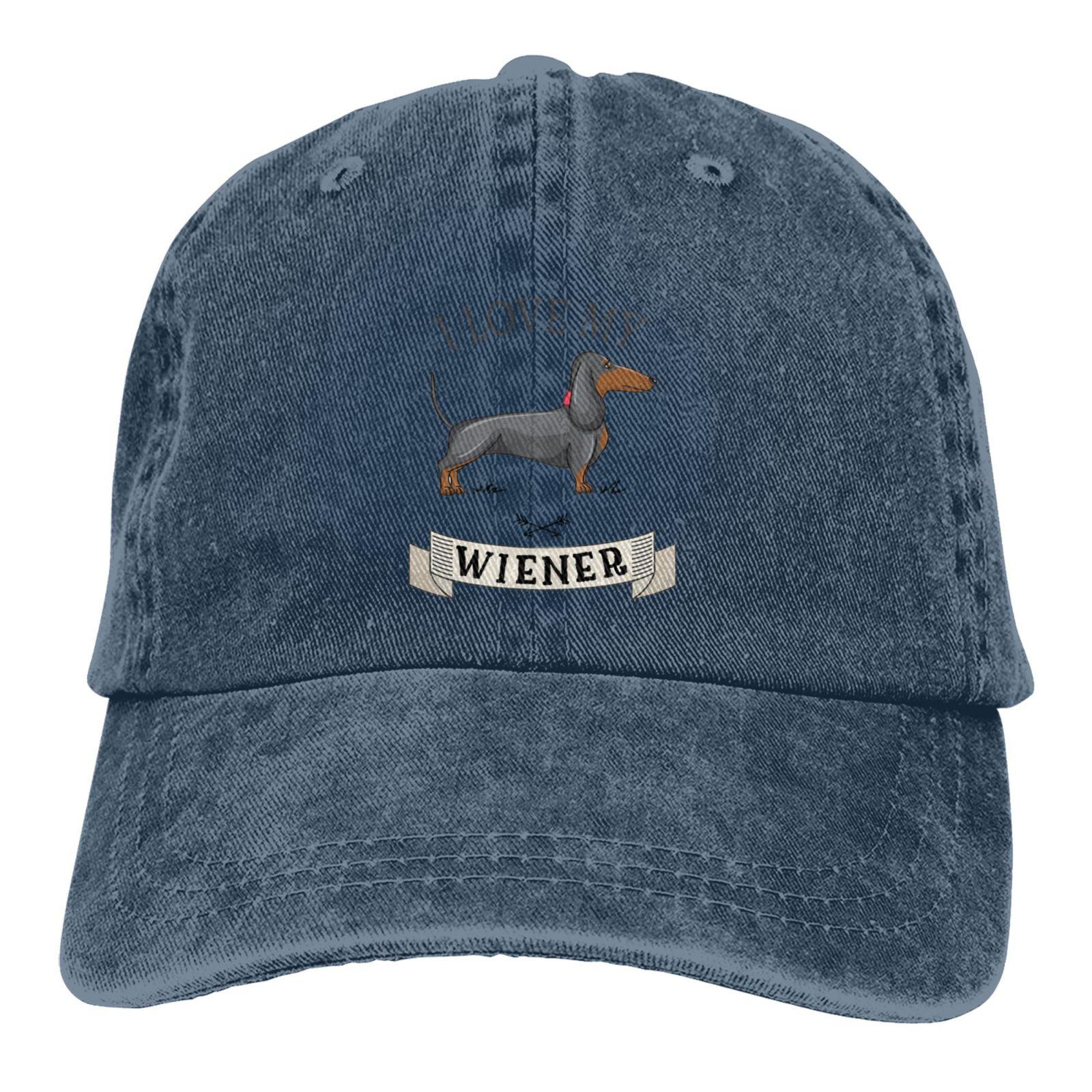Dachshund Weiner Dog Hat Funny Black Baseball Cap Unisex Women Adjustable Trucker Fashion Washed Denim Caps for Outdoor Adjustable
