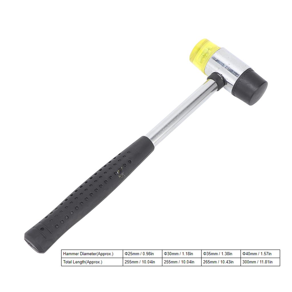 Rubber Hammer Double Faced Steel Pipe Handle Hand Tool for Installation Repair