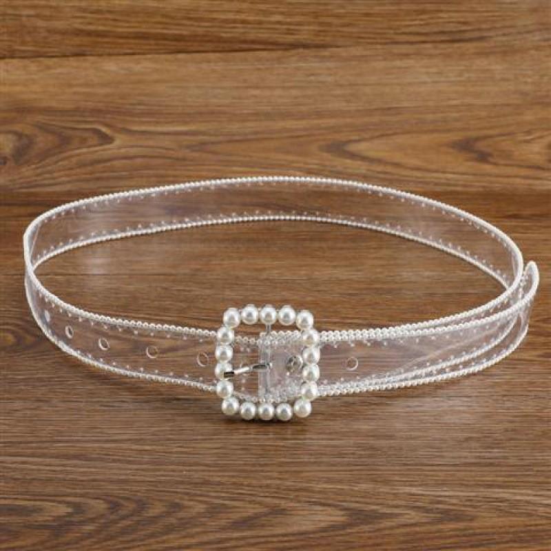 

Elegant Pvc Decorative Waist Belt With Pearl Accents For Unique Statements Fashion Square 2.5x102