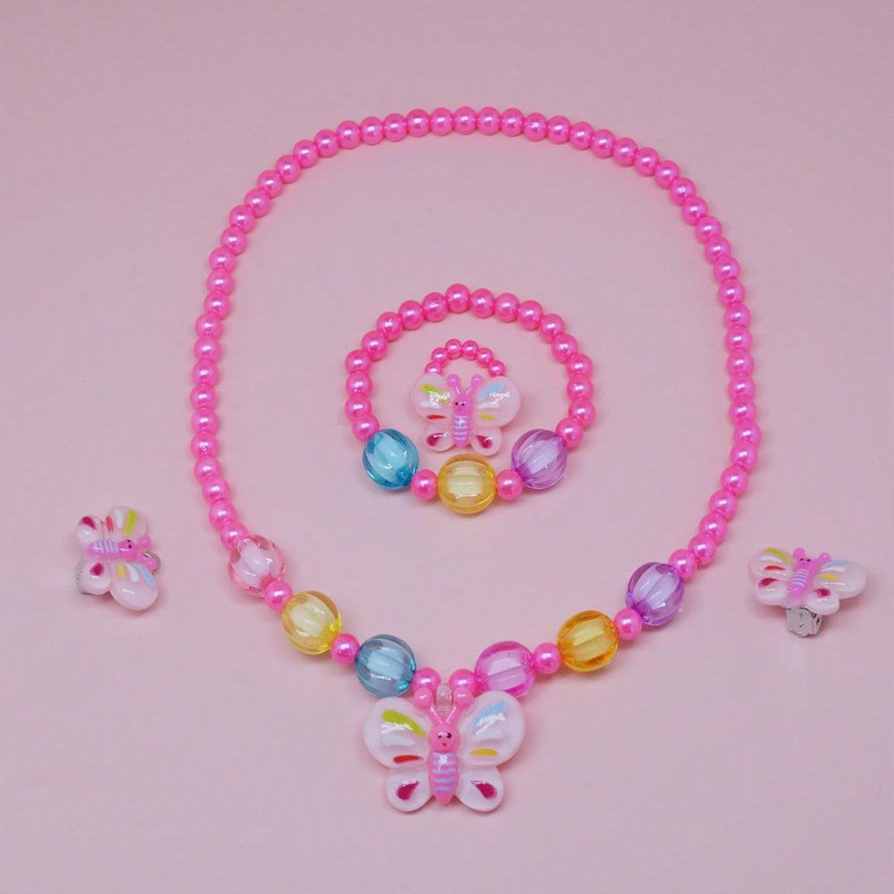 Children's Cartoon Necklace Set: Dopamine Pendant & Ring Holiday Gift