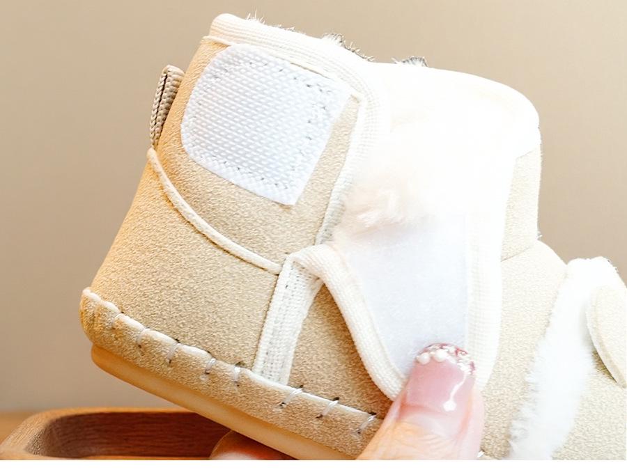 Kadife Astarlı Kaymaz Kışlık Bebek Ayakkabıları, 0-1 Yaş İçin Yumuşak Taban