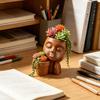 Creative Eyelash Doll Succulents Planter, Cute Sleeping Face Ceramic Pot with Double Holes, Kawaii Desktop Decor for Office Desk, Indoor Small Plant