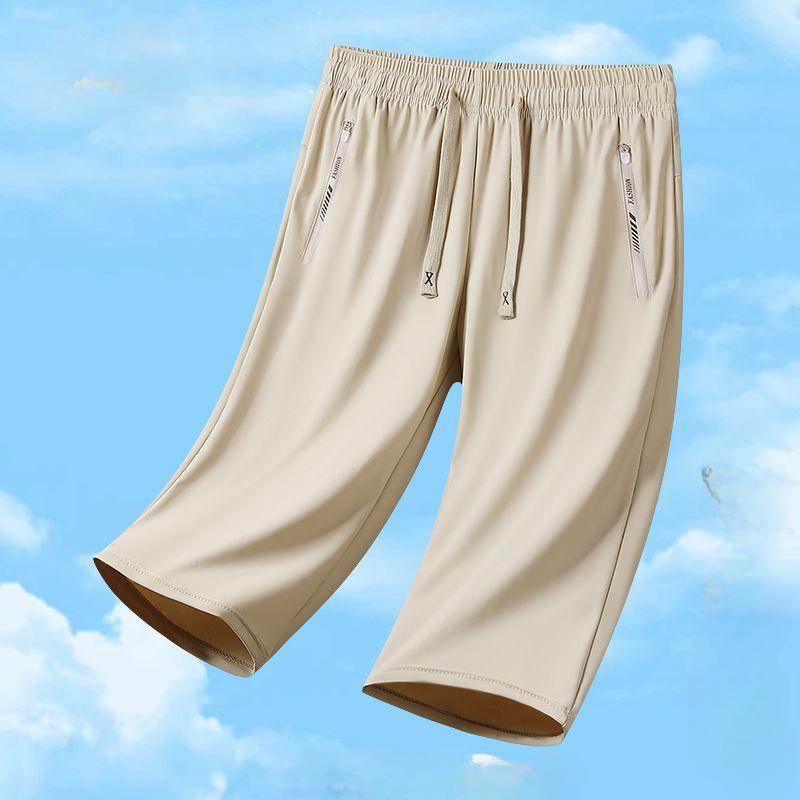 

Дихаючі чоловічі/жіночі спортивні штани три чверті вільного крою Ice Silk 5XL абрикосовий