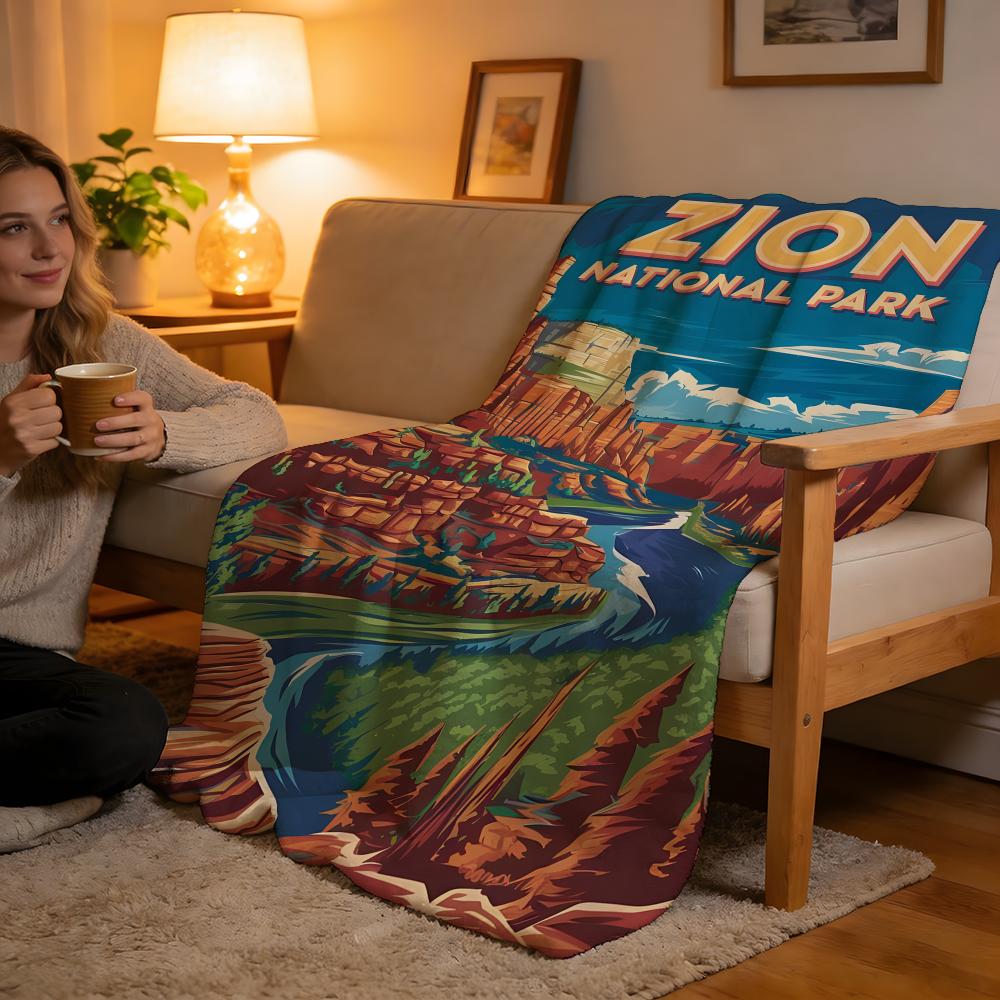 

Zion National Park Throw High-Density Short Plush Blanket Soft For Sofa Air-Con Room. 75cmx90cm
