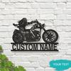 Custom Motorcyclist Metal Wall Art Personalized Name Farmhouse Porch Patio Gift Motorcycle Fan