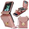 Long Lanyard Zipper Card Wallet Case For Samsung Galaxy Z Flip 7 6 5 4 3 5G Flip6 Flip7 Crossbody Leather Holder Purse Bag Cover