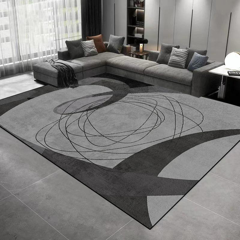 Moderne Geometrische Marmeren Vloerkleed, Zwart Grijs Abstract Decoratief Vloerkleed voor Woonkamer Slaapkamer, Antislip Wasbaar Tapijt