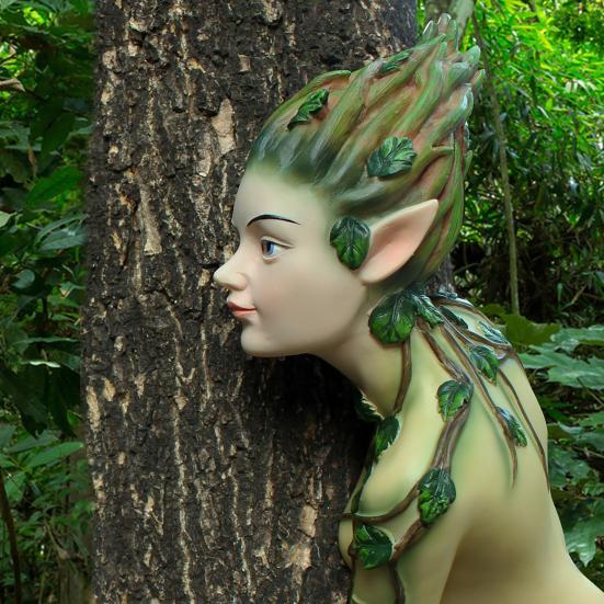 Elf Statue Fairy Tree Hugger Waterproof UV Resistant Simple Installation Fairy Garden Ornament Figurines Tree Hugger