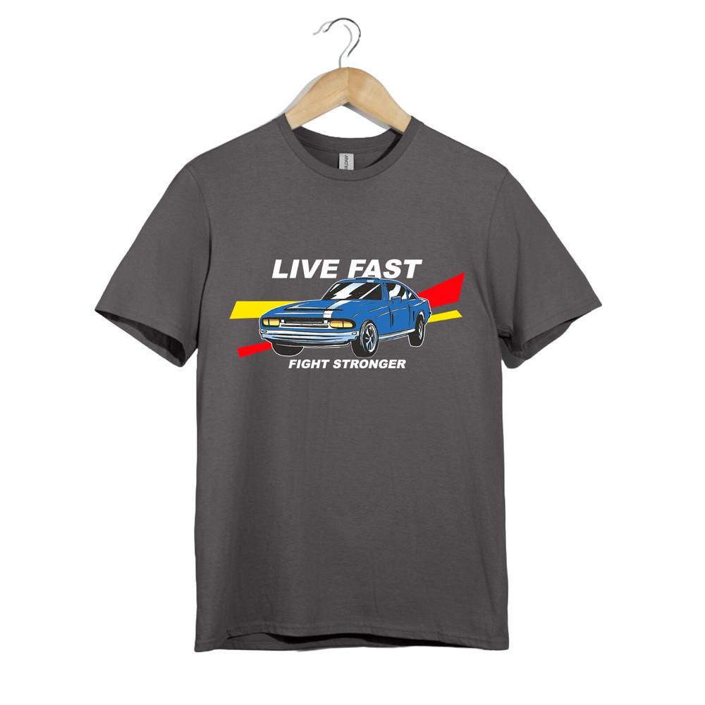 Live Fast Car T Shirt Unisex Retro Muscle Car Racing Speed Graphic Driver Gift S
