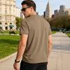 Men Quarter Button T-Shirt Solid Color Short Sleeve Band Collar Summer Tee Loose Fit Tee Shirt with Chest Pocket for Street Holiday Beach