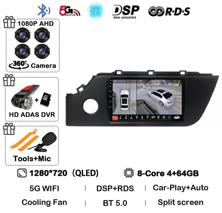 Android 14 Carplay Auto Car Radio For KIA RIO 4 X-line 2020 2021 2022 GPS Navigation Multimedia Video Player Audio 2 DIN DVD DSP