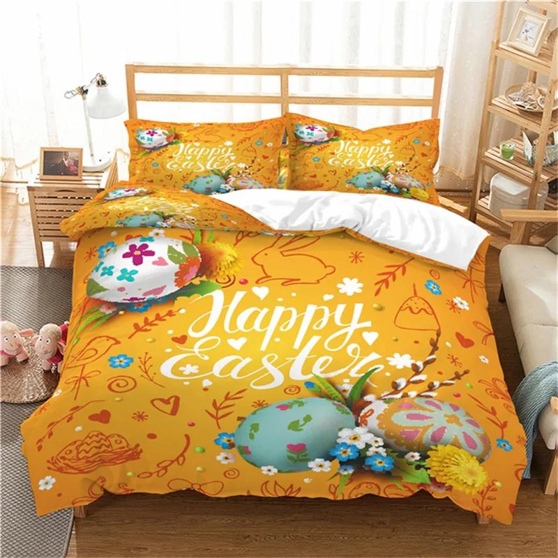 

Comforter Cute Rabbit Twin Queen Colorful Eggs Bedding Set Microfiber Floral Comforter For Kids Girls Boys Easter Gifts Comforter (quilt)-EU Single(135*200cm)3pcs