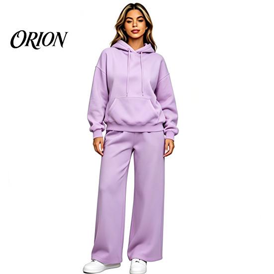 Athletic Set for Women Tracksuit 2 Piece Set, Long Sleeve Sweatshirt Wide Leg Sport Easy Care Machine Washable Sportswear Pants Lightweight