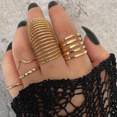 5Pcs Women Knuckle Rings Multi Circles Simple Adjustable Elasticity Finger Rings Jewelry
