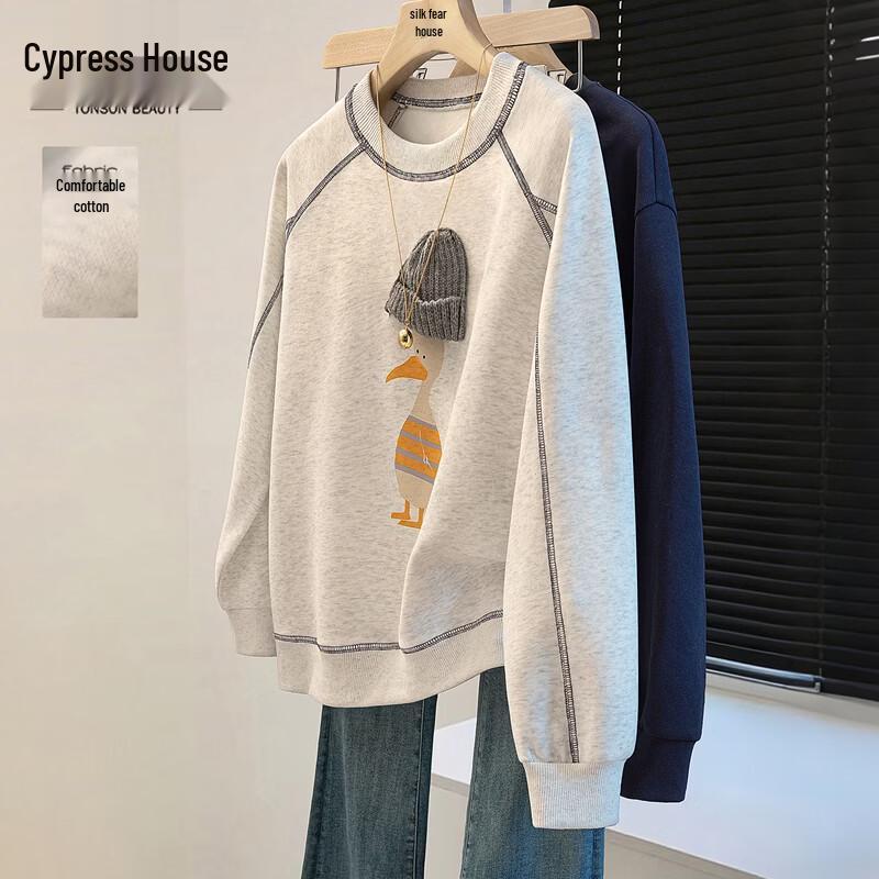 Women s Cartoon Print Loose Fit Sweatshirt One Size