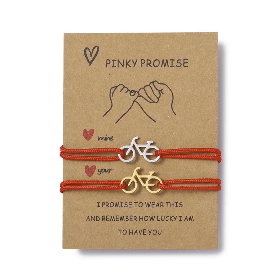 Noter 2Pcs Matching Couple Bracelet Stainless Steel Bicycle Cool Riding Paired Accessory Premium Selected 2mm Cord Adjustable