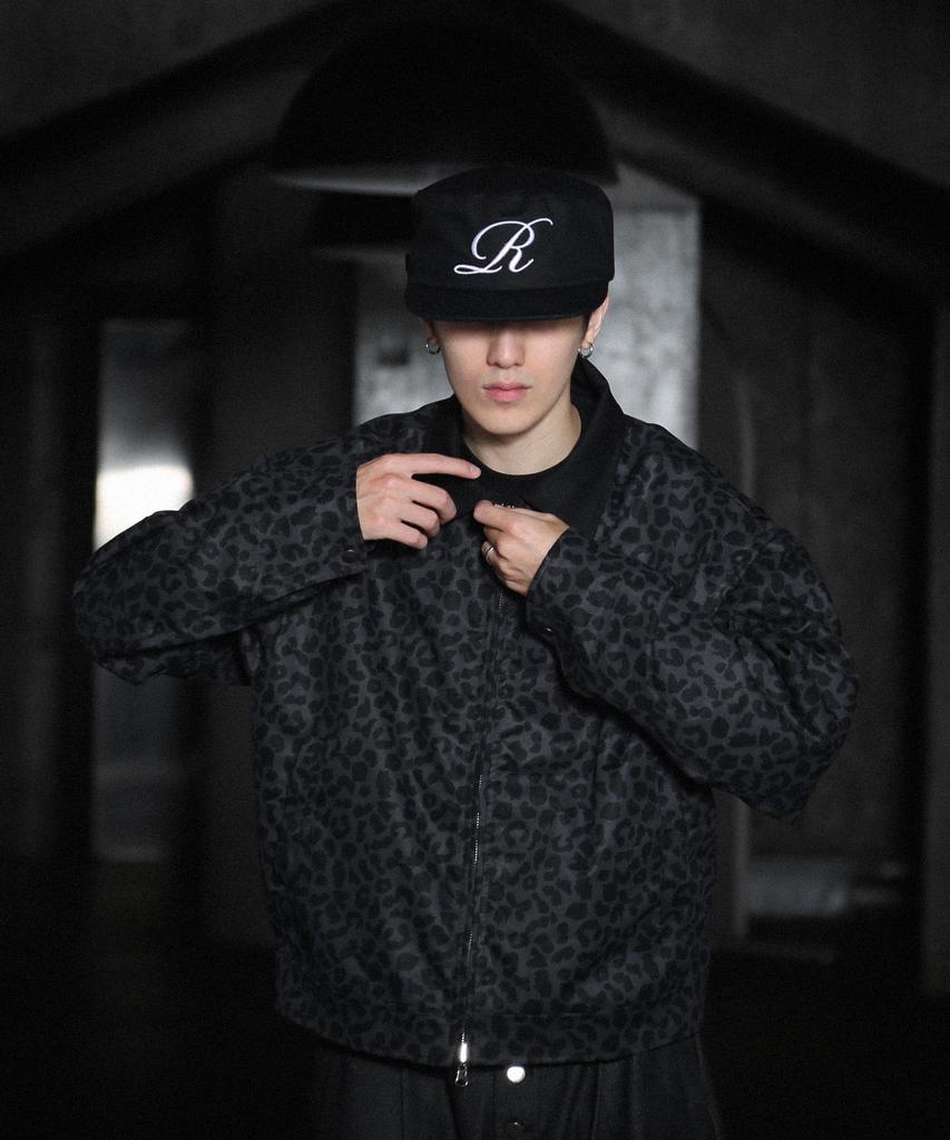 Rockpsycho Leopard Crop Work Jacket Navy