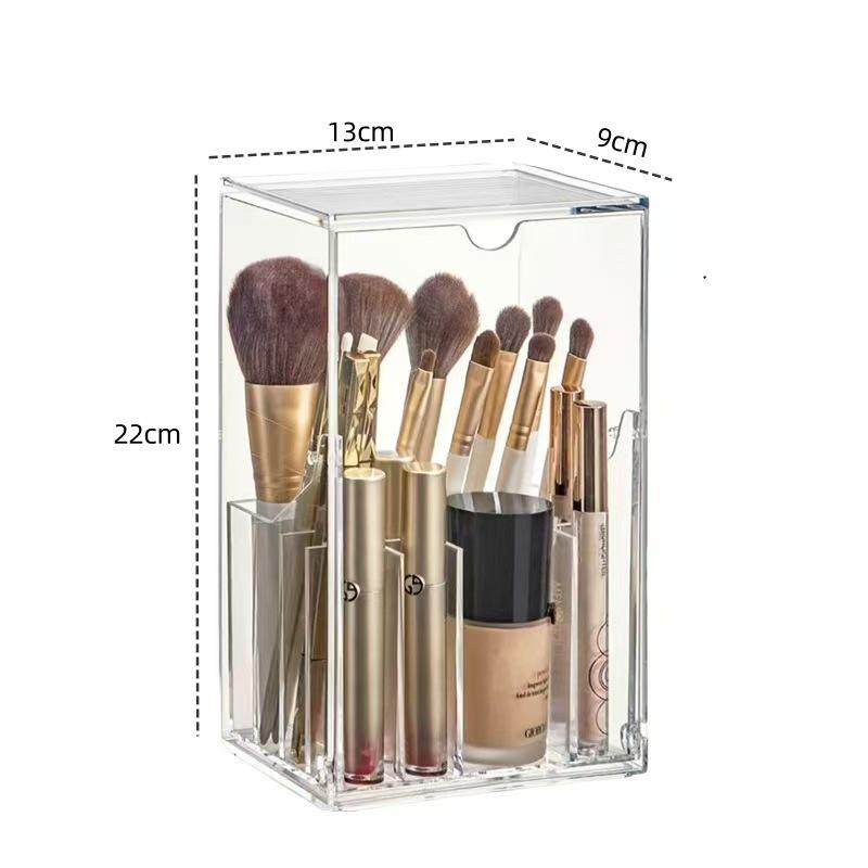 

Large Makeup Brush Organizer: Dustproof Acrylic Storage for Lipsticks, Eyeshadows, and Foundation Brushes