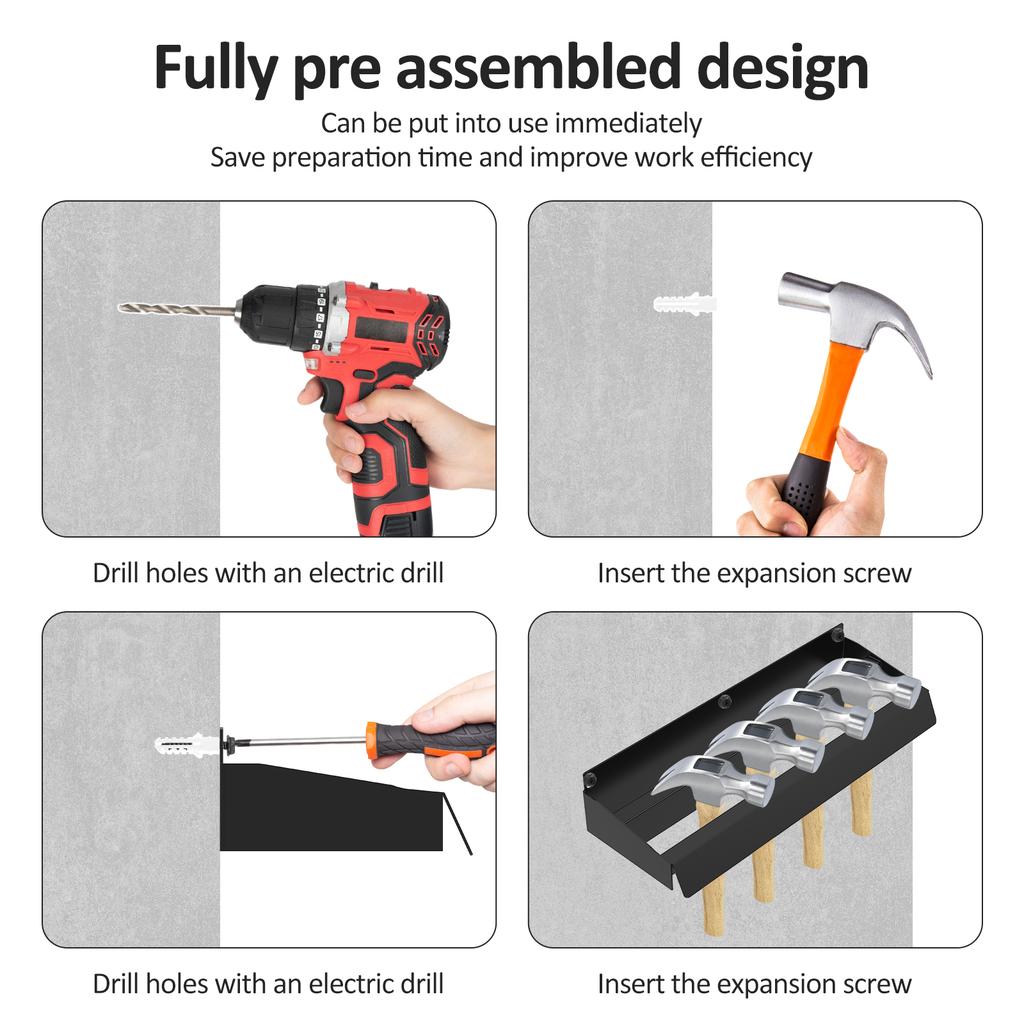 Heavy Duty Steel Hammer Rack Organizer Wall Mounted Bracket for Garage For Workshop Shed Tool Storage Space Efficient Storage
