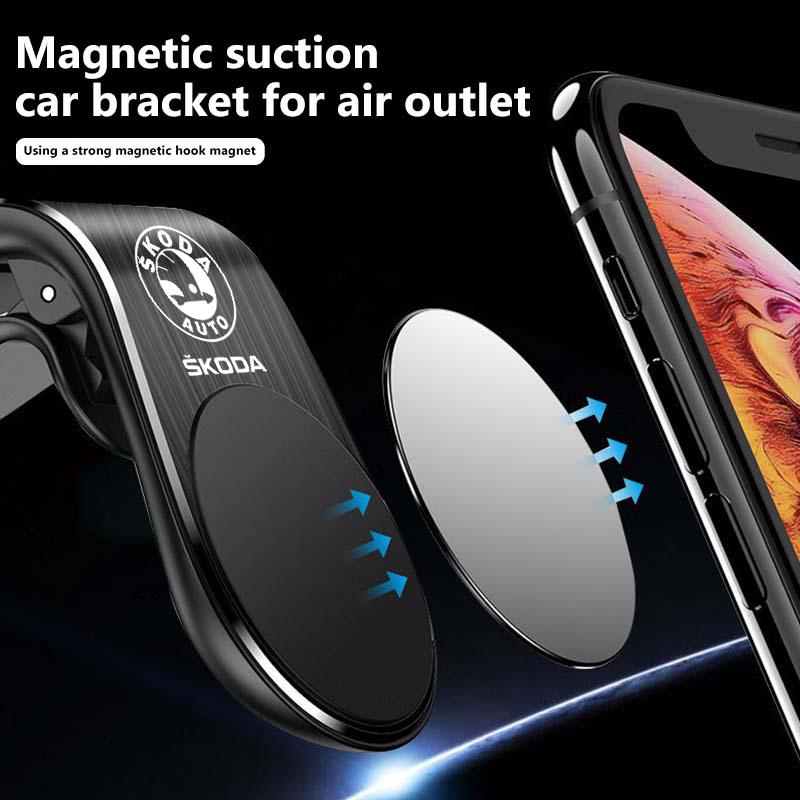 Car Styling Phone Holder Air Vent Mobile Support Magnetic Cell phone Support For Skoda Octavia Superb RAPID FABIA KAMIQ KAROQ ahb422