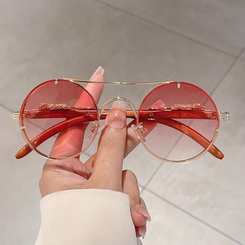 Vintage Round Sunglasses New in Fashion Oversized Gradient Multi-color Shades Trendy Luxury Brand Design Sun Glasses