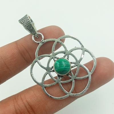 Turquoise Gemstone 925 Sterling Silver Plated Flower Pendant Jewelry