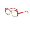 Oversized Hexagon Glasses Colorful Gradient Frame Clear Non-Prescription Lenses Stylish Eyewear for Ladies KJ088