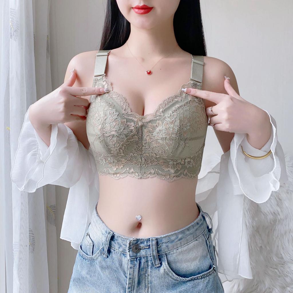 Summer Bra Women's Thin Bra Women's Underwire Bra Gathered Chest Gathered Accessory Bra Plus Size Bra