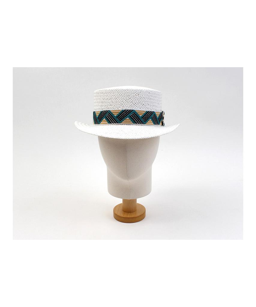 Yunibeosyeolkemiseuteuli Cool Line White Flat Short Panama Hat Summer Fedora
