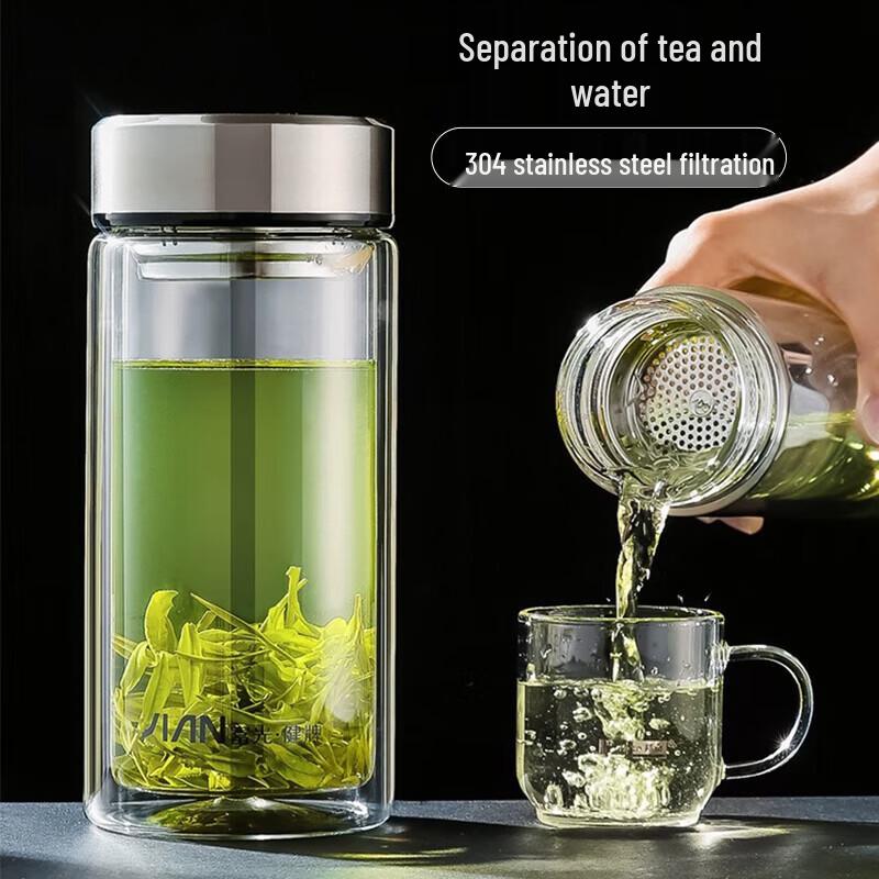 Fuguang Insulated Double-Layer High Borosilicate Glass Tea Cup 380ml