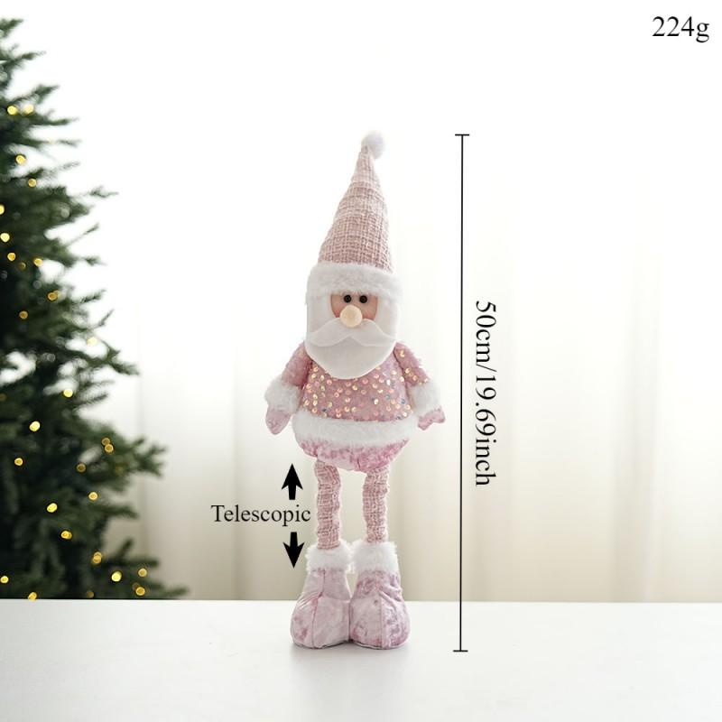 Stretchable Christmas Ornament Doll Santa Snowman Reindeer Pink Glitter Decor Home Tree Hanging