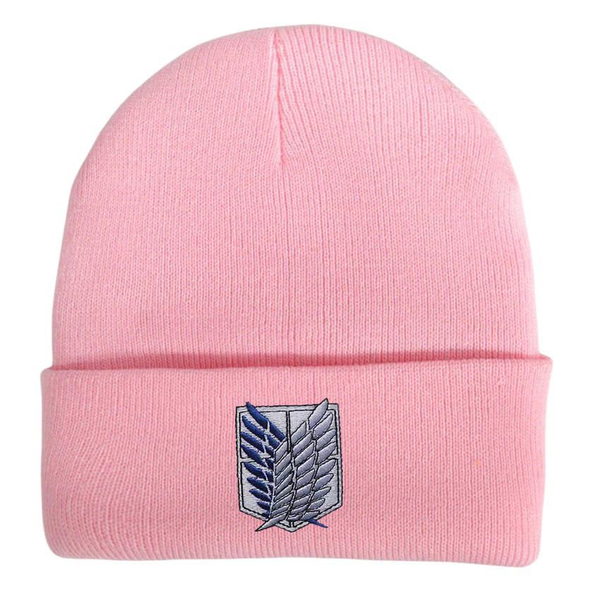 Attack On Titan Embroidered Knit Beanie With Windproof Warmth For Outdoor Activities