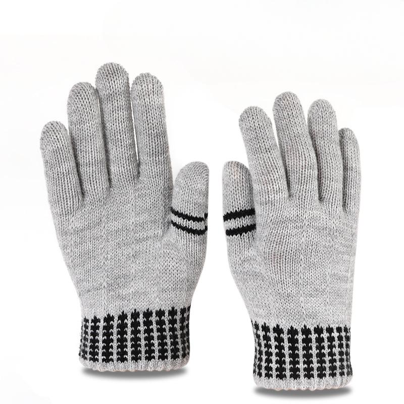 Women Autumn Winter Thick Thermal Warm Gloves Student Knitted Five-Finger Riding Wool Work School Cold Weather Gloves